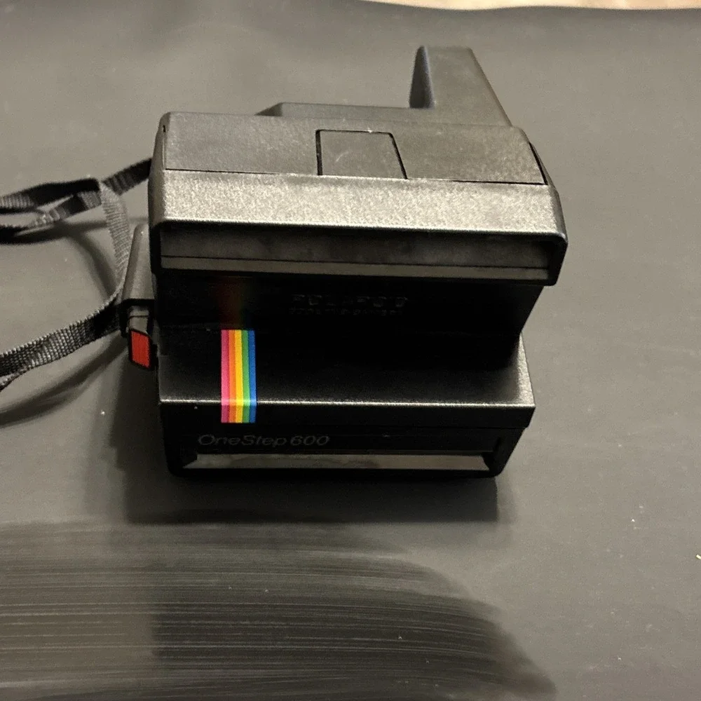 Polaroid OneStep 600 Instant Film Camera Rainbow Stripe Vintage Black Untested